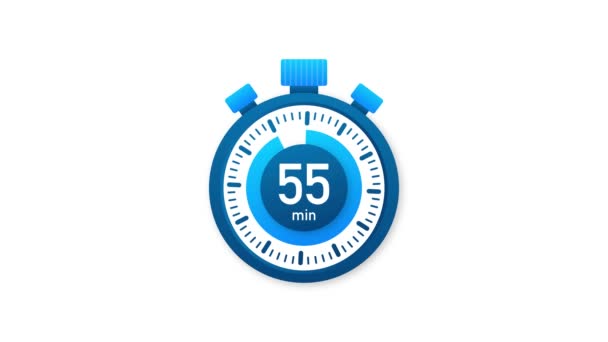 Los 55 minutos, icono del cronómetro. Icono de cronómetro en estilo plano. Gráficos en movimiento. — Vídeos de Stock