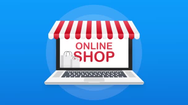 Online winkelen op Website. Online winkel, winkel concept. Bewegingsgrafiek. — Stockvideo