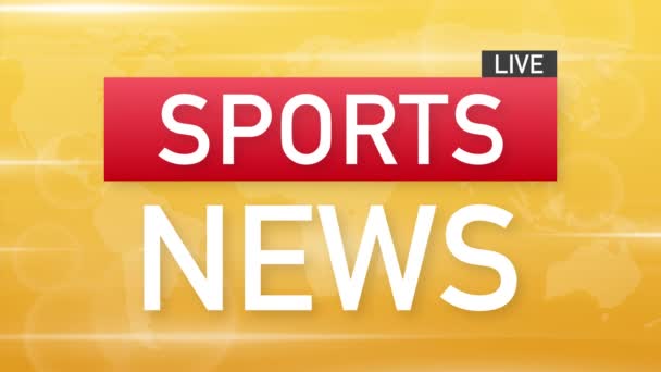 Sports News Live on World Map Background (dalam bahasa Inggris). Grafis gerak. — Stok Video