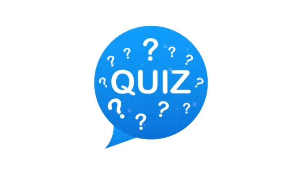 Quiz logo with speech bubble symbols, concept of questionnaire show sing, quiz button, question competition. Motion graphics. — Stock Video