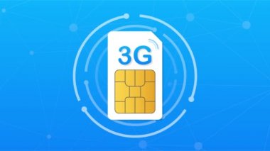 3G Sim Kart. Mobil telekomünikasyon teknolojisi sembolü. Hareket grafikleri.
