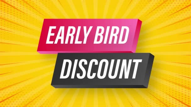 Early Bird Special discount sale. Discount offer price sign. Modern promotion template. Sale tag. Motion graphics. — Stock Video
