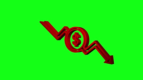 Money loss. Cash with down arrow stocks graph, concept of financial crisis, market fall. Motion graphics. — Stock Video