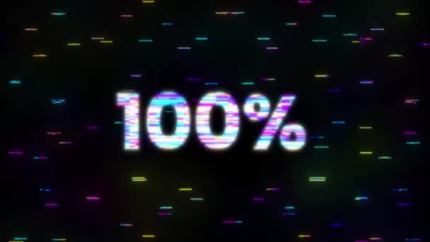 100 procent symbool. Gekleurde 100 procent symbool storing effect. Bewegingsgrafiek. — Stockvideo