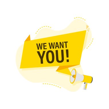 Megafon etiketli seni istiyoruz. Megafon bayrağı