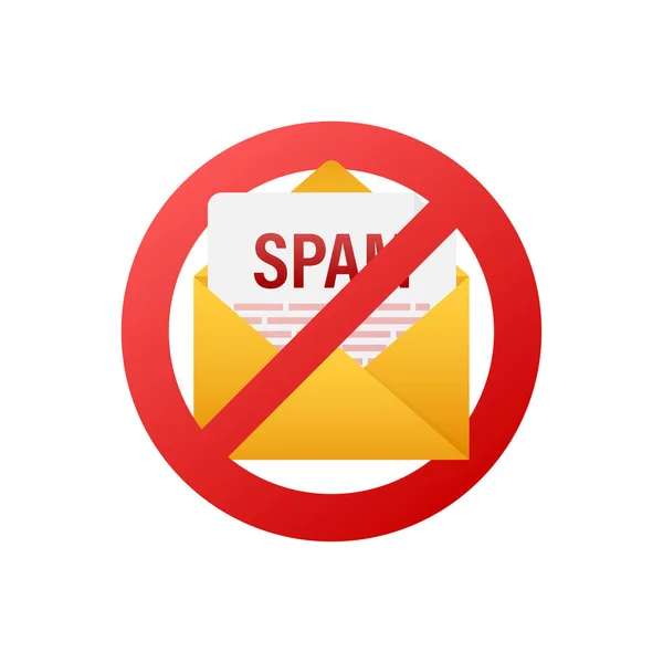 No hay icono de spam. Icono de sobre de correo electrónico símbolo vector ilustración. Icono de mensaje. — Archivo Imágenes Vectoriales