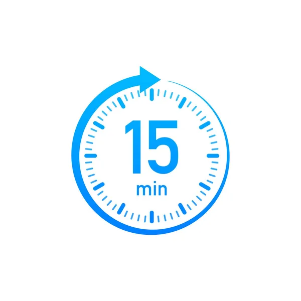 A 15 perc, stopper vektor ikon. Stopwatch ikon lapos stílusban, időzítő színes háttérrel. Vektorillusztráció. — Stock Vector