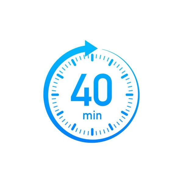 De 40 minuten, stopwatch vector icoon. Stopwatch icoon in platte stijl, timer op kleur achtergrond. Vectorillustratie. — Stockvector