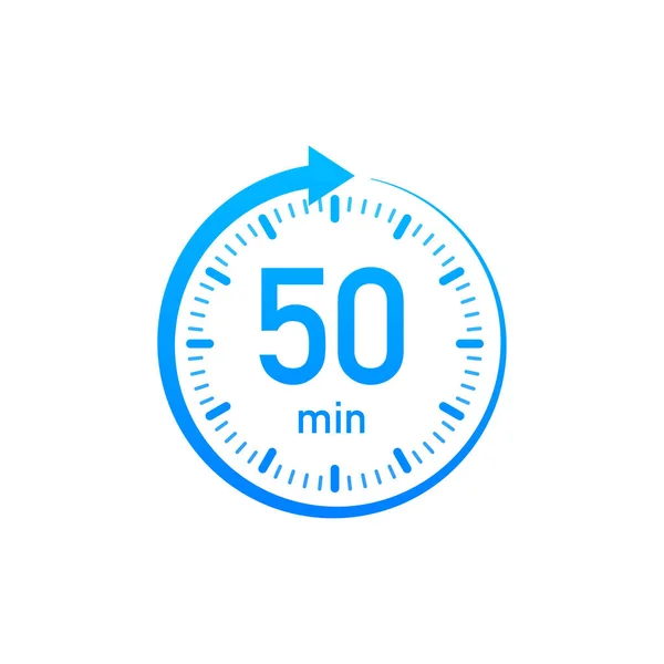 De 50 minuten, stopwatch vector icoon. Stopwatch icoon in platte stijl, timer op kleur achtergrond. Vectorillustratie. — Stockvector