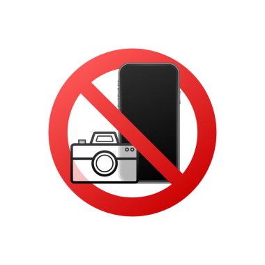 Fotoğraf yok, herhangi bir amaç için harika tasarım. Kamera simgesi. Uyarı simgesi. Vektör illüstrasyonu.