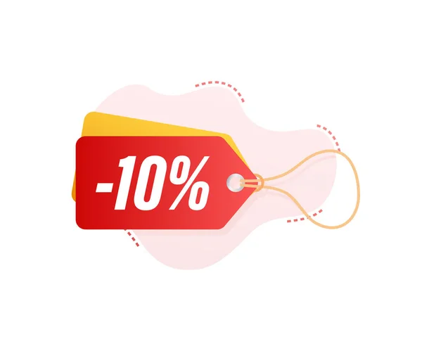 10 pour cent OFF Solde Discount tag. Offre de réduction prix étiquette. 10 pour cent rabais promotion icône plate avec ombre longue. Illustration vectorielle. — Image vectorielle