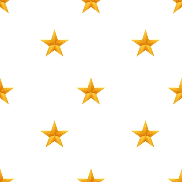 Patrón realista de estrellas doradas metálicas sobre fondo blanco. Ilustración de stock vectorial. — Vector de stock