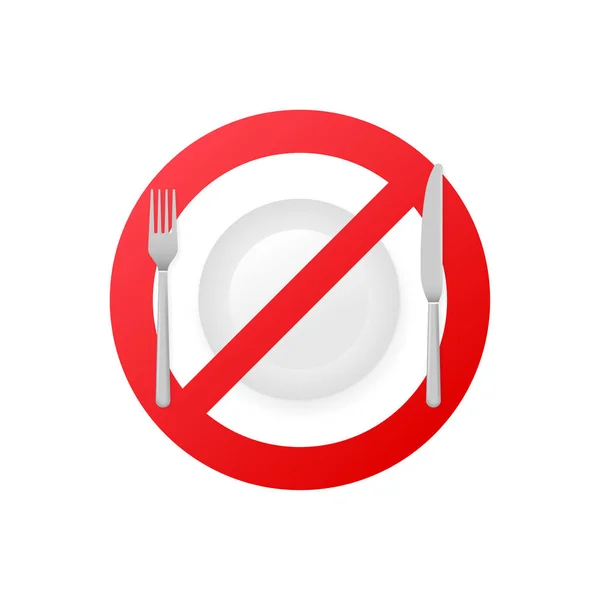 No eating. Photo show a no eating icon on white background. Vector illustration. — Stock Vector