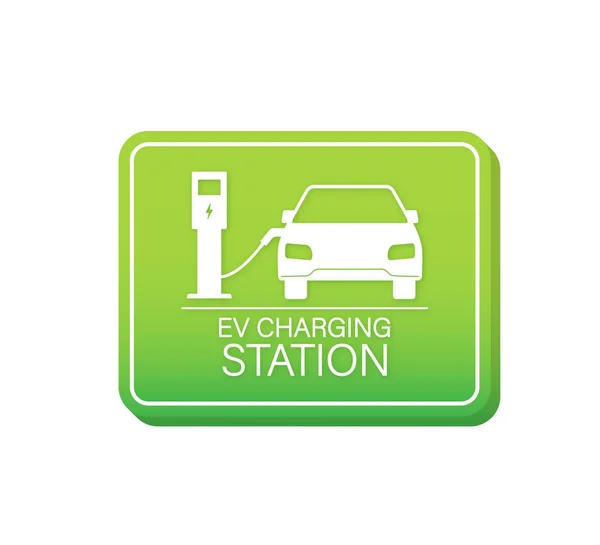 Elektrische auto opladen. EV-station. Voertuigstatus. — Stockvector