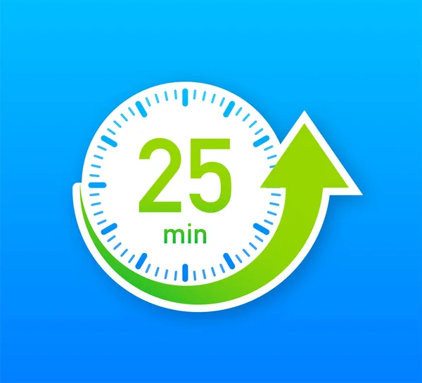 De 25 minuten, stopwatch vector icoon. Stopwatch icoon in platte stijl, timer op kleur achtergrond. Vectorillustratie. — Stockvector