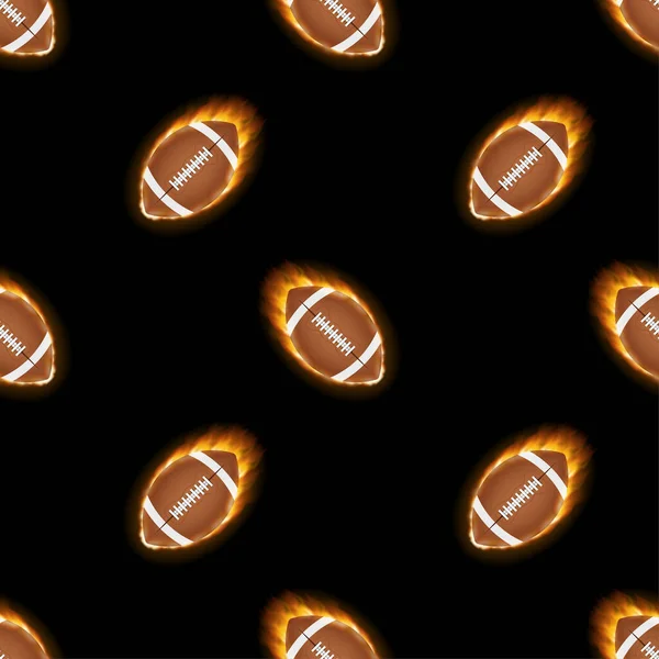 American football ball pattern on a black background. Vector stock illustration. — Stock Vector