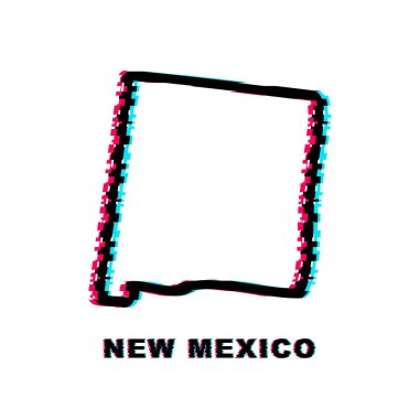 Arıza simgesi haritası Amerika Birleşik Devletleri 'nden New Mexico eyaletini gösteriyor. Vektör illüstrasyonu.