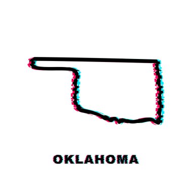 Oklahoma eyaletinin harita çizelgesi hata simgesi. Vektör illüstrasyonu.