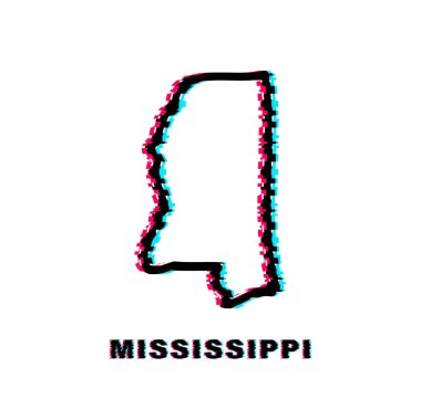 Amerika Birleşik Devletleri 'nden Mississippi eyaletinin arıza simgesi haritası. Vektör illüstrasyonu.