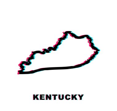 Amerika Birleşik Devletleri 'nden Kentucky eyaletinin ikon haritası. Vektör illüstrasyonu.