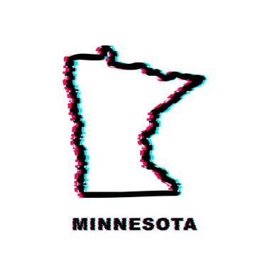 Arıza simgesi haritası Amerika Birleşik Devletleri 'nden Minnesota eyaletini gösteriyor. Vektör illüstrasyonu.
