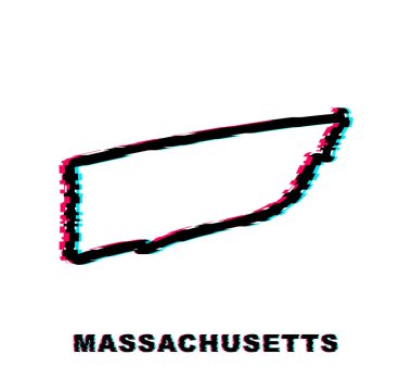 Massachusetts eyalet haritası hata özeti simgesi. Vektör illüstrasyonu.