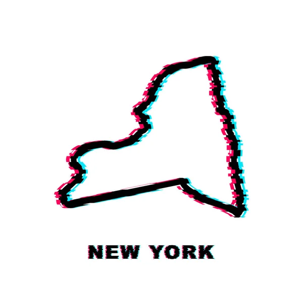 Mapa del estado de Nueva York esboza el icono de fallo técnico. Ilustración vectorial. — Vector de stock
