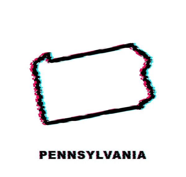 Pennsylvania eyaletinin harita hatlarının ana hatları. Vektör illüstrasyonu. — Stok Vektör