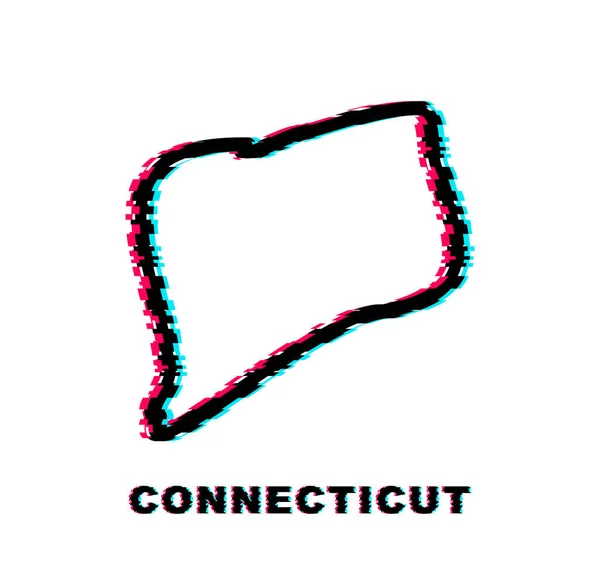 Die Karte des Bundesstaates Connecticut umreißt das Pannen-Symbol. Vektorillustration. — Stockvektor
