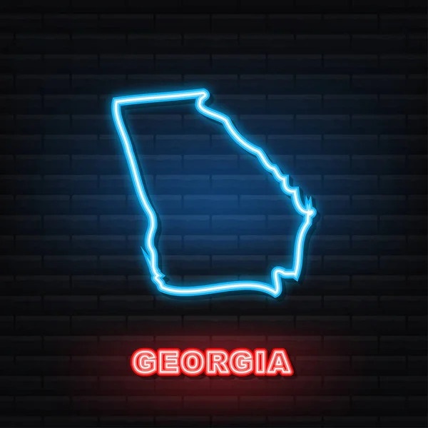 佐治亚州地图霓虹灯图标.矢量说明. — 图库矢量图片
