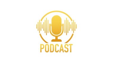 Podcast. Rozet, simge damgası logosu. Hareket grafikleri