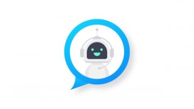 Robot simgesi. Robot tabela tasarımı. Chatbot sembolü konsepti. Ses destek robotu. Çevrimiçi destek robotu. Hareket grafikleri