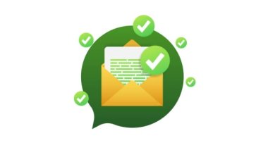 Yeşil işaretli zarf ve belge açıldı. Doğrulama maili. Hareket grafikleri