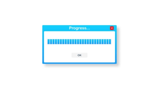 Cargando ventana de datos con barra de progreso sobre fondo blanco. Gráficos en movimiento — Vídeo de stock