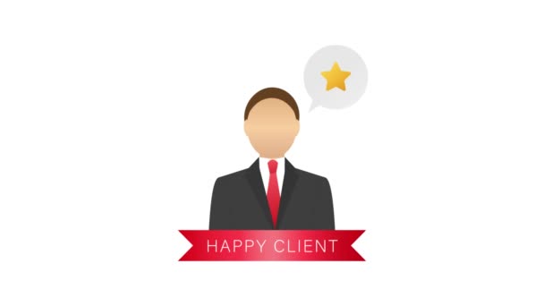 Bonne icône du témoignage. Client heureux, clients satisfaits. Graphiques de mouvement — Video