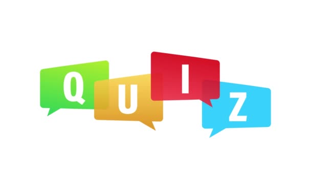 Quiz logo with speech bubble symbols, concept of questionnaire show sing. Motion graphics — Stock Video