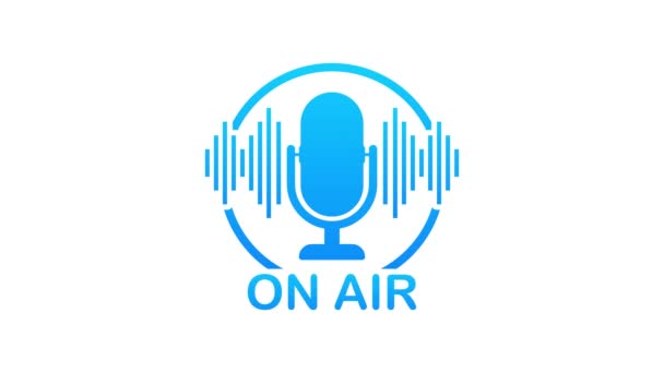 Icône de podcast comme sur l'air en direct. Podcast. Insigne, icône, timbre, logo. Radiodiffusion ou streaming. Graphiques de mouvement — Video
