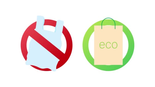 Di 'di no al poster dei sacchetti di plastica. La campagna per ridurre l'uso di sacchetti di plastica da mettere. Grafica del movimento — Video Stock