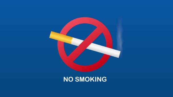 No smoking sign on Blue background. Motion graphics — Stock Video