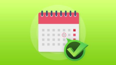 İşaretli veya tik işaretli takvim. Onaylandı ya da tarih belirlendi. Hareket grafikleri