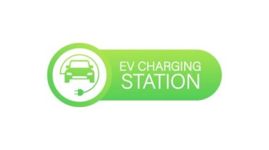 Elektrikli araba şarj oluyor. EV istasyonu. Araç ayakta. Hareket grafikleri