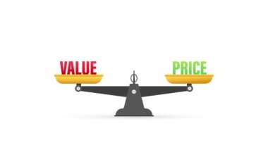 Değer ve fiyat dengesi terazide. Ölçekte denge. İş kavramı. Hareket grafikleri