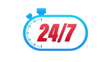 7 / 24 hizmet kavramı. 7 / 24 açık. Servis simgesini destekle. Hareket grafikleri