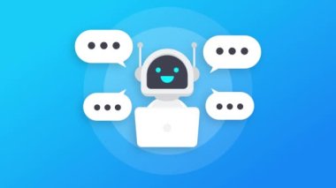Robot simgesi. Robot tabela tasarımı. Chatbot sembolü konsepti. Ses destek robotu. Çevrimiçi destek robotu. Hareket grafikleri