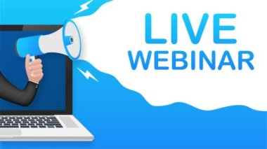 Canlı Webinar, megafon, laptop ekranı yok. İş için kullanılabilir. Hareket grafikleri