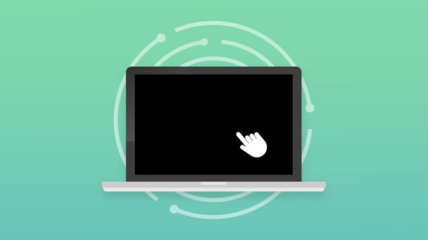 Laptop mit Cursor. Computer oder Suche Klicken Sie auf Pfeil für Website. Bewegungsgrafik — Stockvideo