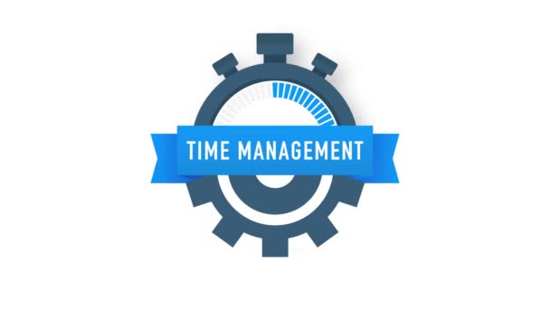 Time management label with character and text place. Motion graphics — Stock Video