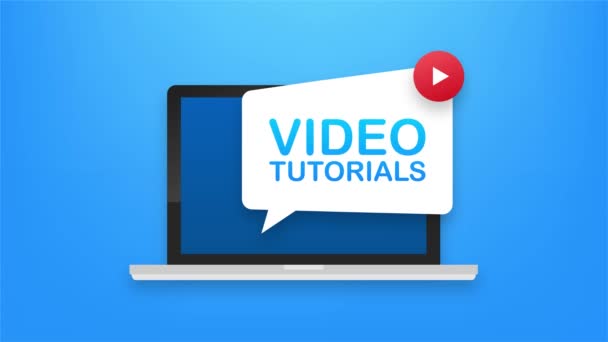 Conceito de ícone de tutoriais em vídeo. Antecedentes de estudo e aprendizagem, educação à distância e crescimento do conhecimento. Gráficos de movimento — Vídeo de Stock