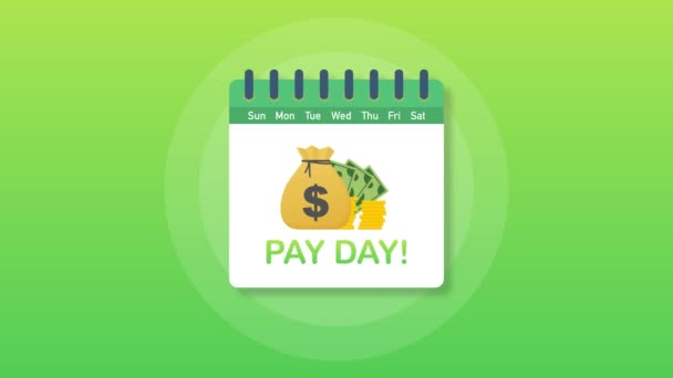 Pay day poster with bag of money and gold coins. Pay day poster with bag of money and gold coins. — Stock Video