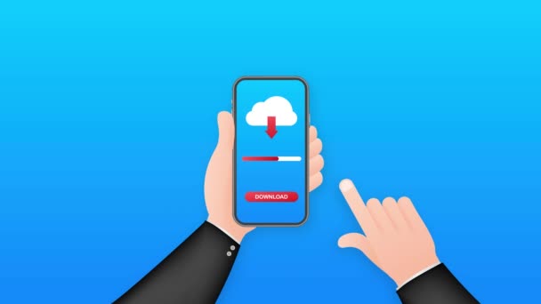 Smartphone med filhämtning. Nedladdningsprocess koncept. Rörlig grafik — Stockvideo